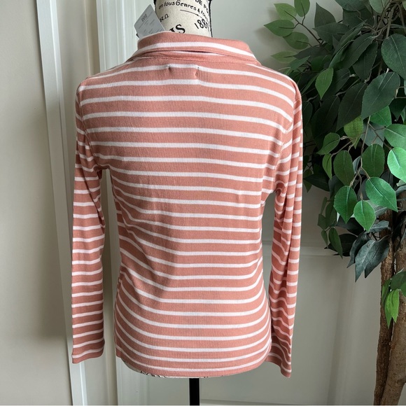 J. Crew Ribbed Polo T-Shirt in Stripe Pink Sz M - Picture 11 of 15